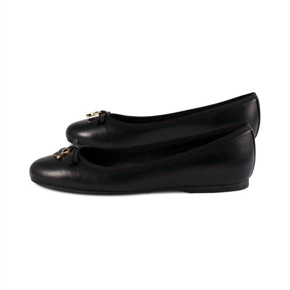 NEW KATE SPADE women docket leather flats in black